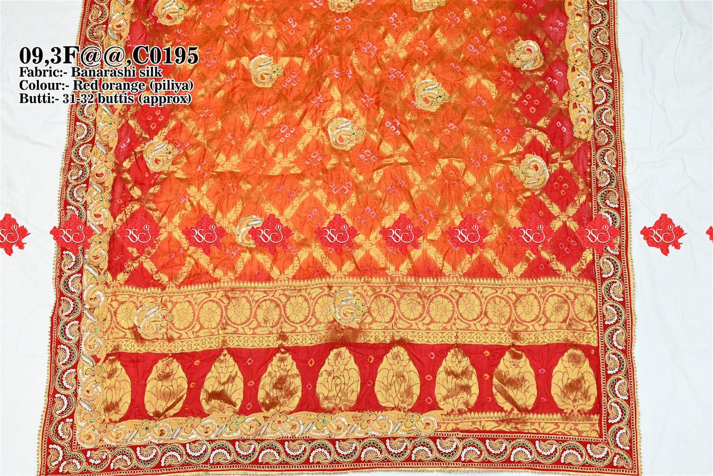 Ranisatiya Marwadi Designer Banarasi Silk with Bell Butti Open Odhna. - ranisatiyacreation