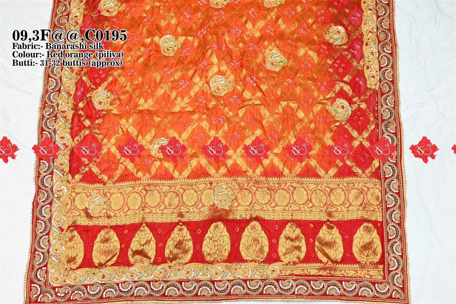 Ranisatiya Marwadi Designer Banarasi Silk with Bell Butti Open Odhna. - ranisatiyacreation