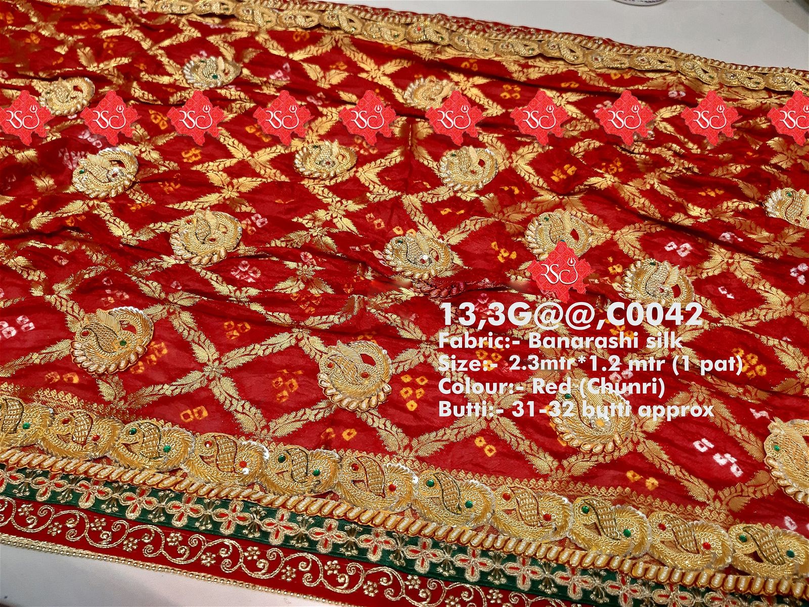 Ranisatiya Marwadi Designer Banarasi Silk with Bell Butti Open Odhna. - ranisatiyacreation