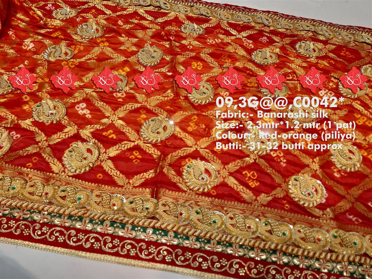 Ranisatiya Marwadi Designer Banarasi Silk with Bell Butti Open Odhna. - ranisatiyacreation
