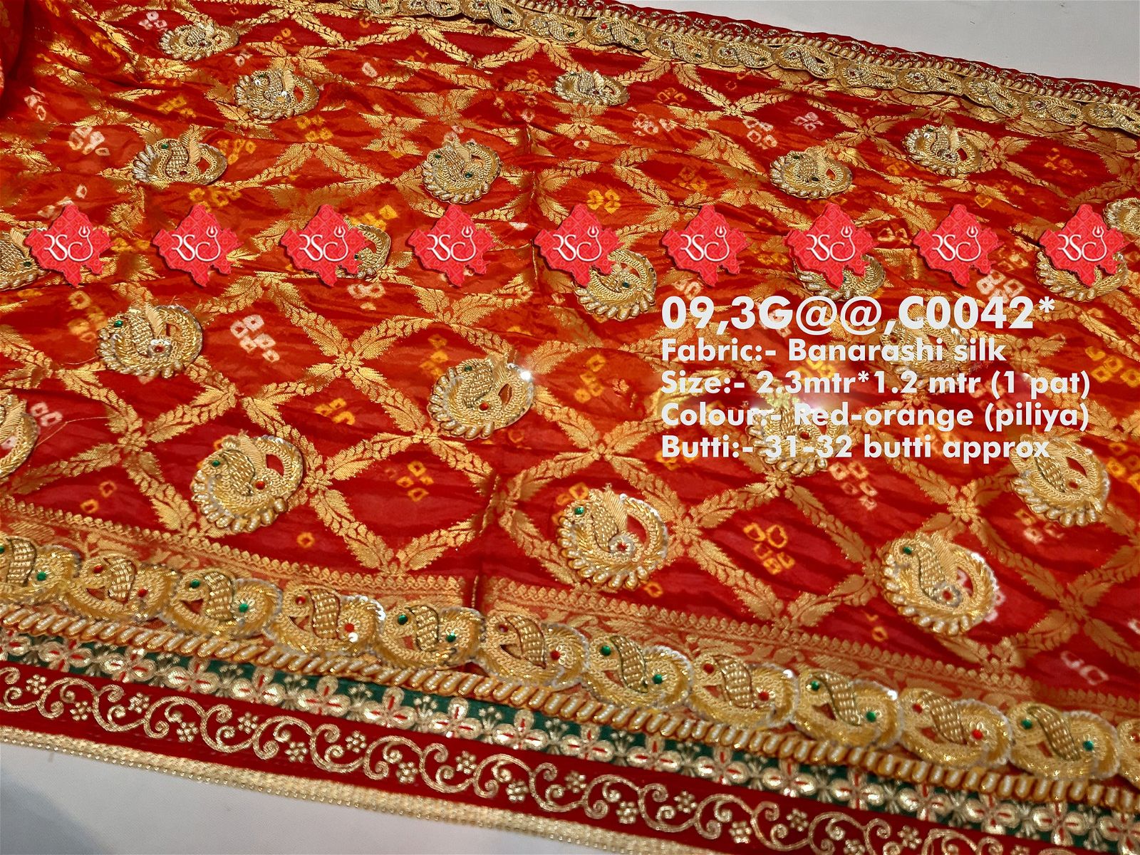 Ranisatiya Marwadi Designer Banarasi Silk with Bell Butti Open Odhna. - ranisatiyacreation