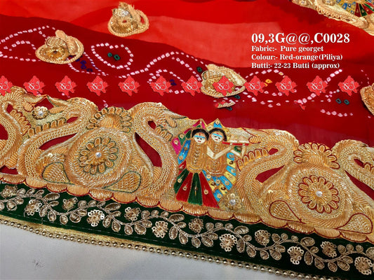 Ranisatiya Marwadi Designer Banarasi Silk with Bell Butti Open Odhna. - ranisatiyacreation