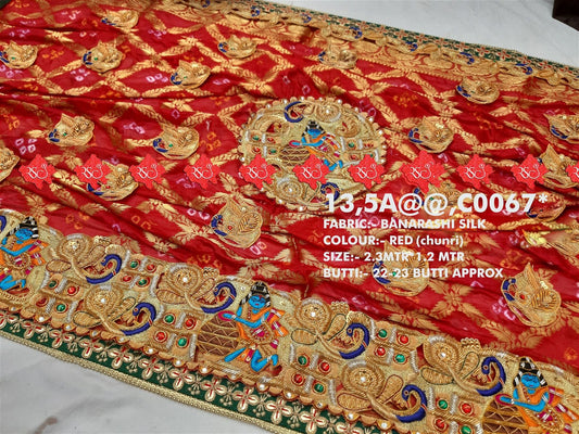 Ranisatiya Marwadi Designer Banarasi Silk with Bell Butti Open Odhna. - ranisatiyacreation