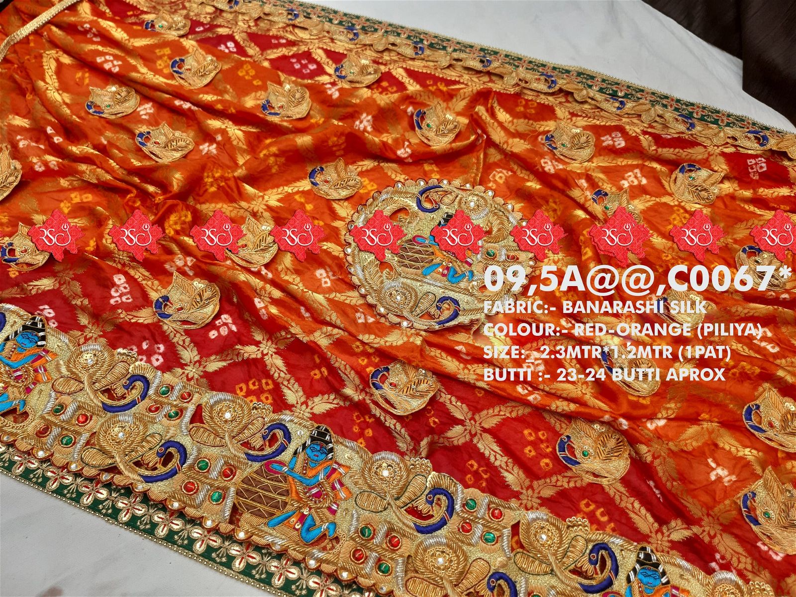 Ranisatiya Marwadi Designer Banarasi Silk with Bell Butti Open Odhna. - ranisatiyacreation