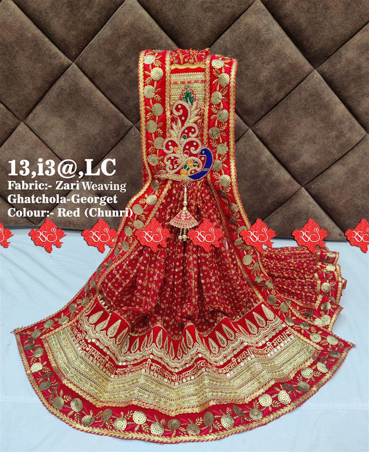 Ranisatiya Marwari Rajasthani Zari Weaving Red Ghatchola Georget Chunri Odhna. - ranisatiyacreation