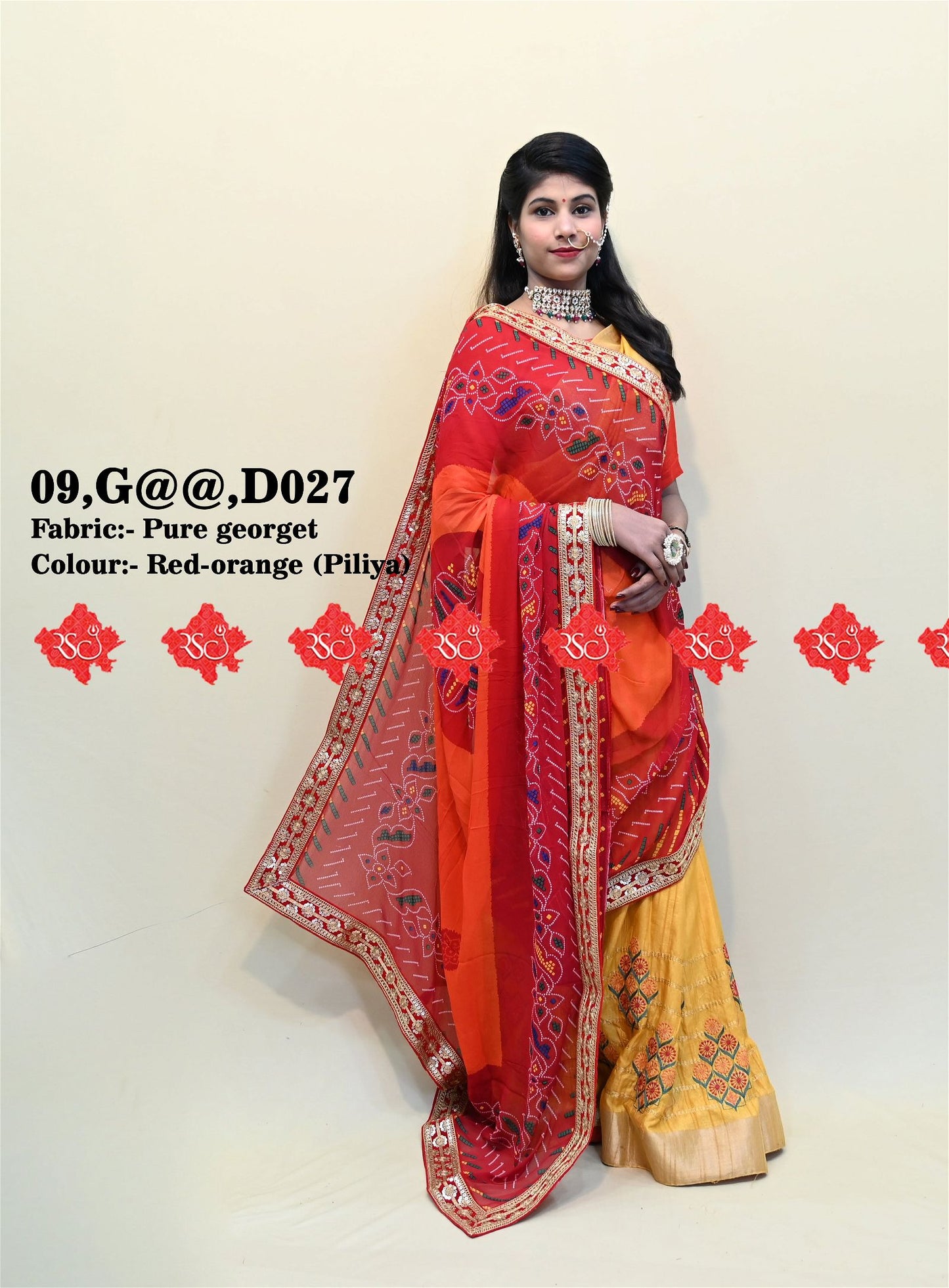 Ranisatiya Rajasthani Designer Marwadi Pure Georget Open Odhna. - ranisatiyacreation