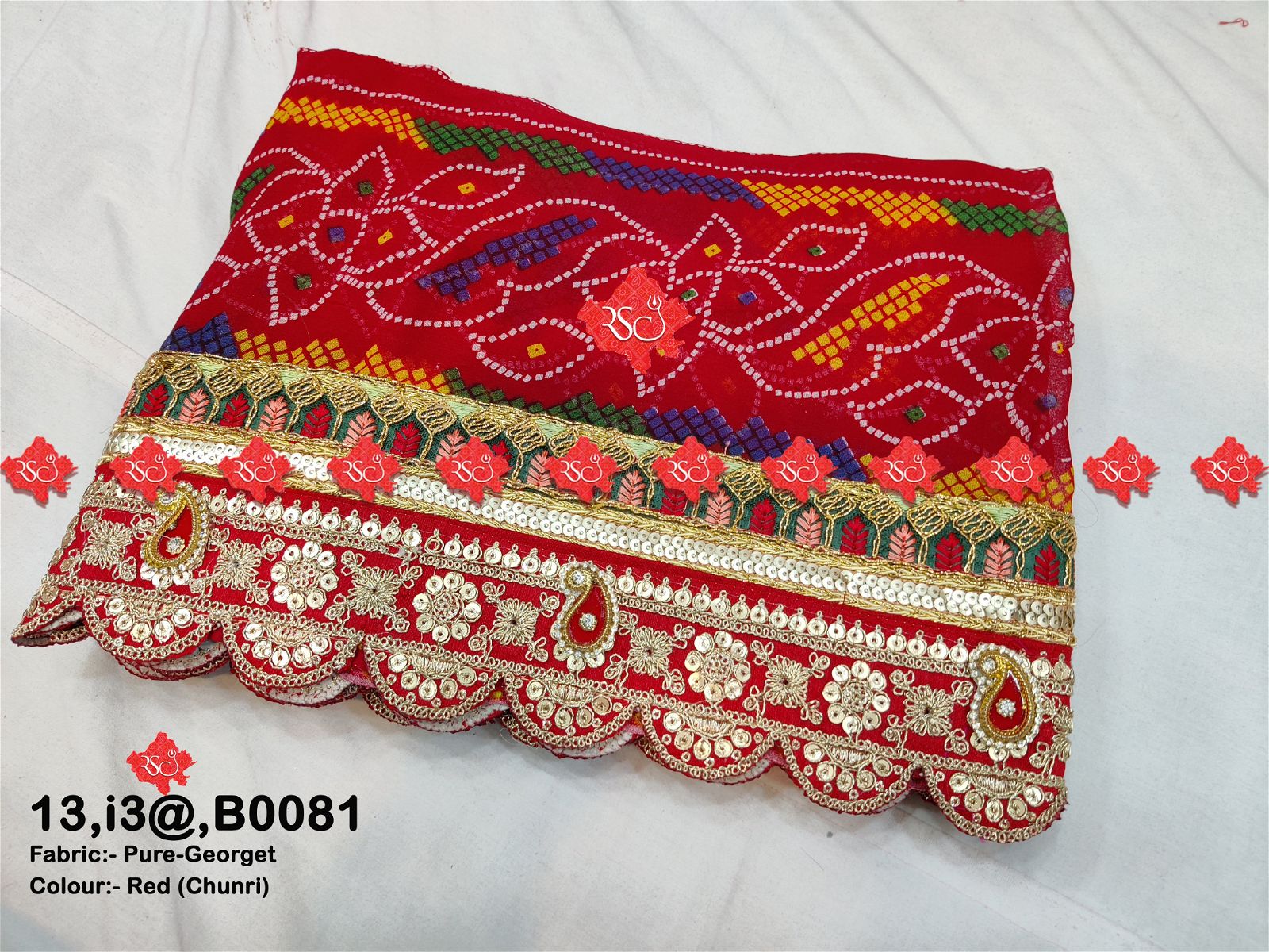 Ranisatiya Rajasthani Designer Marwari Pure Georget Open Odhna. - ranisatiyacreation