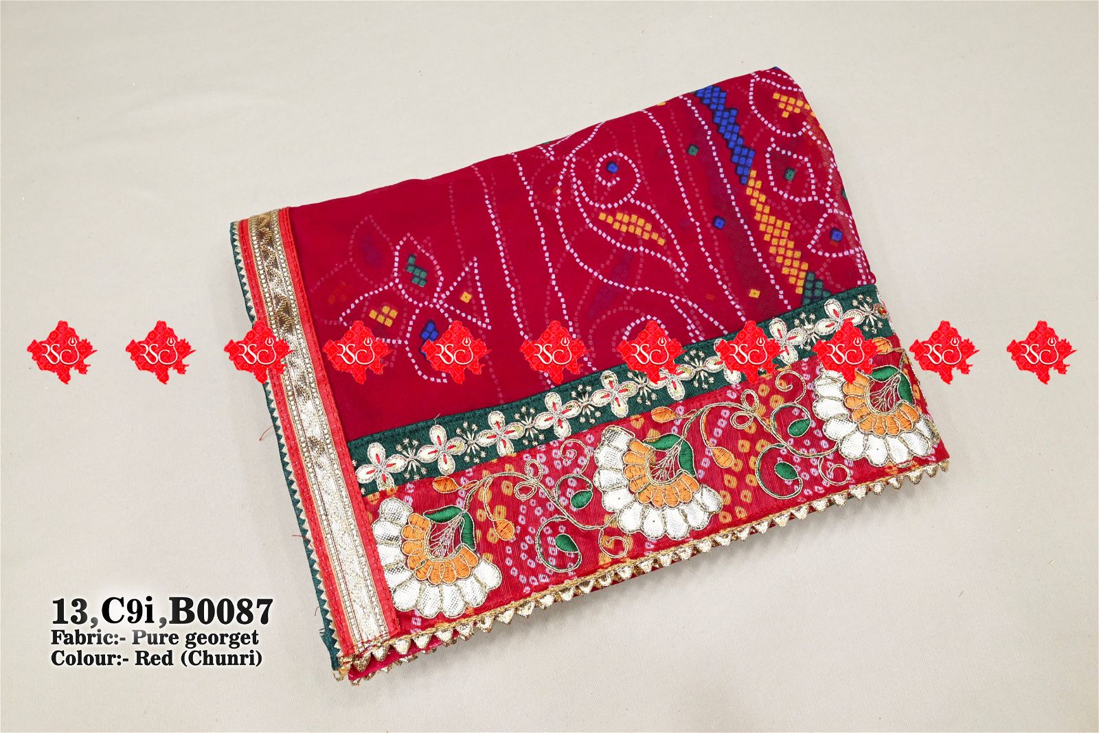 Ranisatiya Rajasthani Designer Pure Georget Open Odhna. - ranisatiyacreation