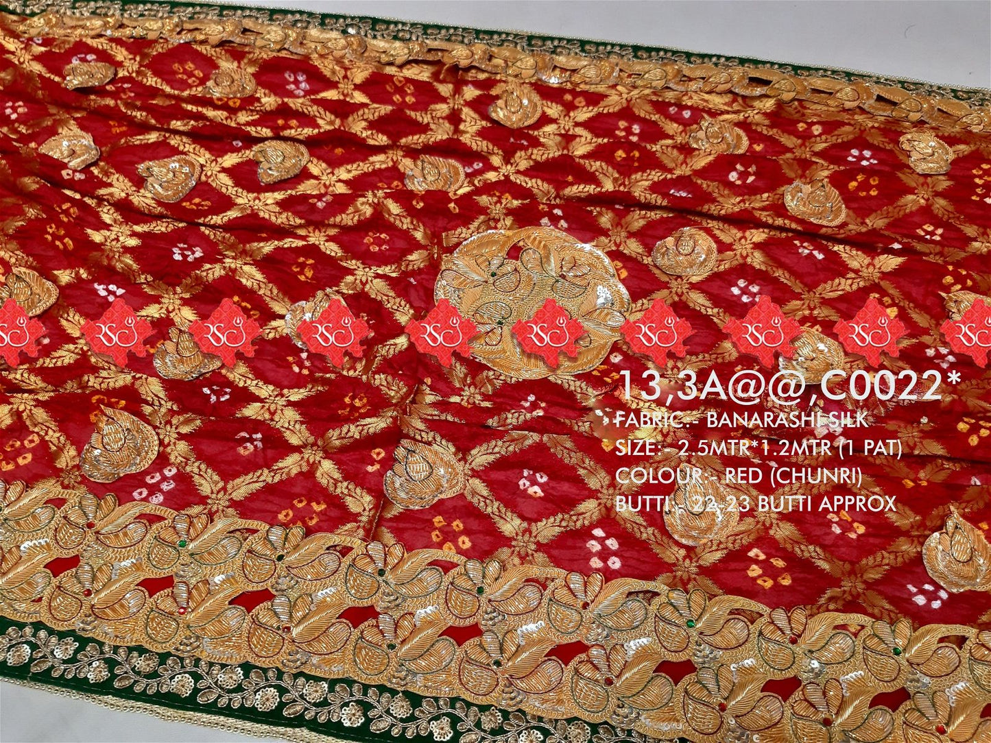 Ranisatiya Rajasthani Marwadi Designer Banarasi Silk with Bell Butti Open Odhna. - ranisatiyacreation