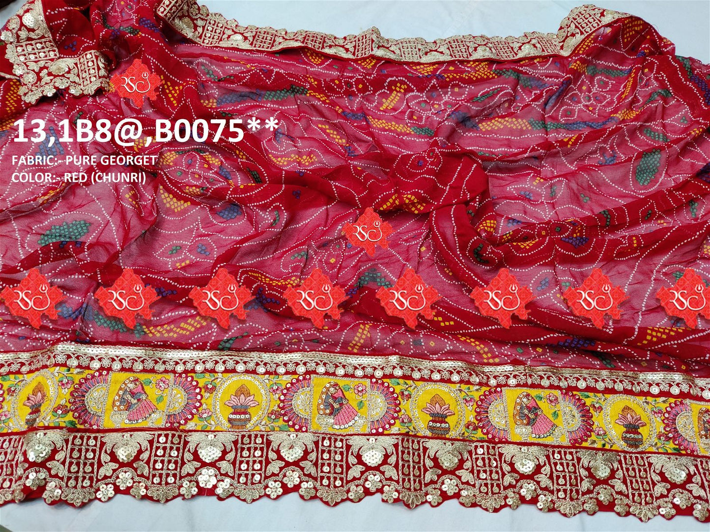 Ranisatiya Rajasthani Pure Georget Marwadi Bandhej Print  Odhna - ranisatiyacreation