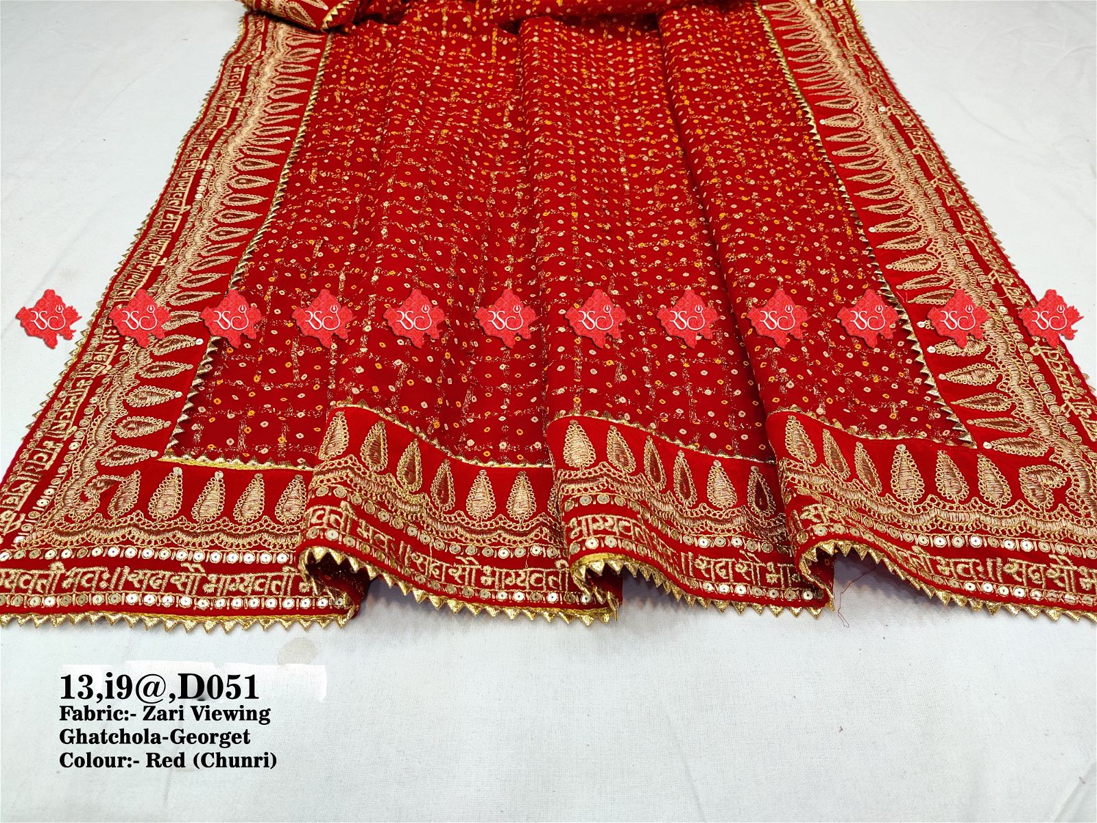 Ranisatiya Zari Weaving Red Ghatchola-Georget Chunri Duppta - ranisatiyacreation