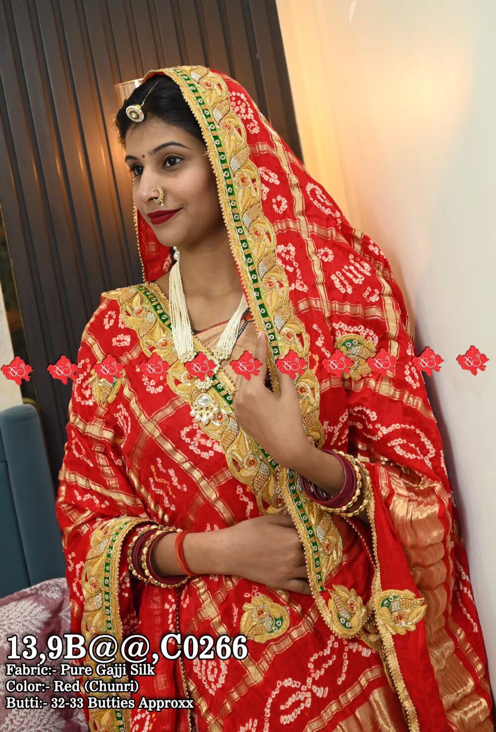 Ranisatiya Creation Pure Gajji Silk Chunri Belbutti Odhna