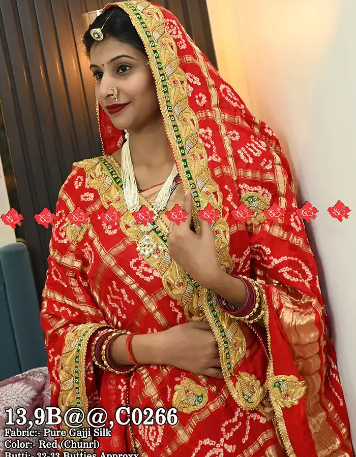 Shop Exquisite Pure Gajji Silk Chunri with Heavy Belbutti – Ranisatiya | No.1 Marwari Odhna Brand
