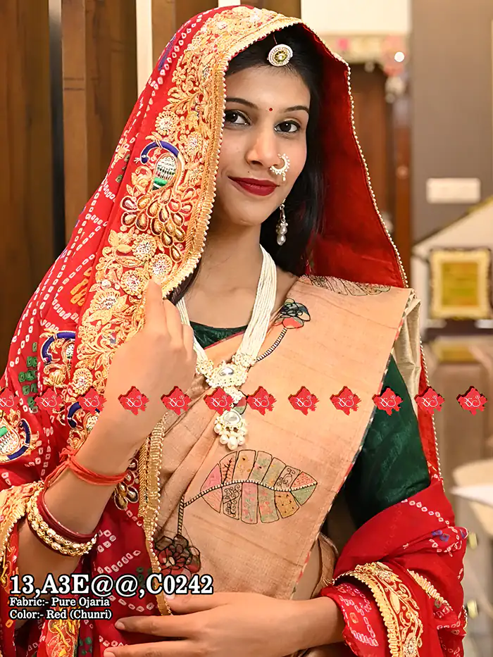 Ranisatiya Most Beautiful Pure Ojariya Aaratari odhna In Mayur Pattern : No.1 Brand Of Marwari odhna