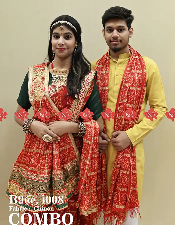 Ranisatiya Festive Rajasthani Dupatta Combo Set of 2 (Chinon) in Red Colour