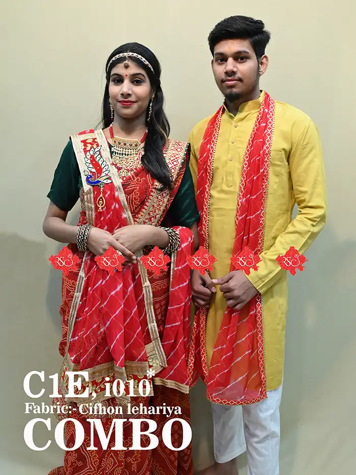 Matching Dupatta Combo Set of 2 Elegant & Festive Cifhon Lehariya