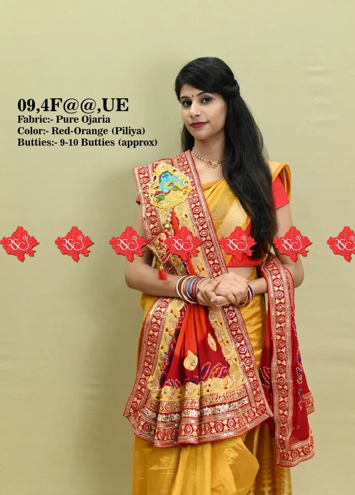 Festive Pure Ojariya Fabric With Heavy Marwadi Zardoshi Odhna Work With 9 to 10 butti