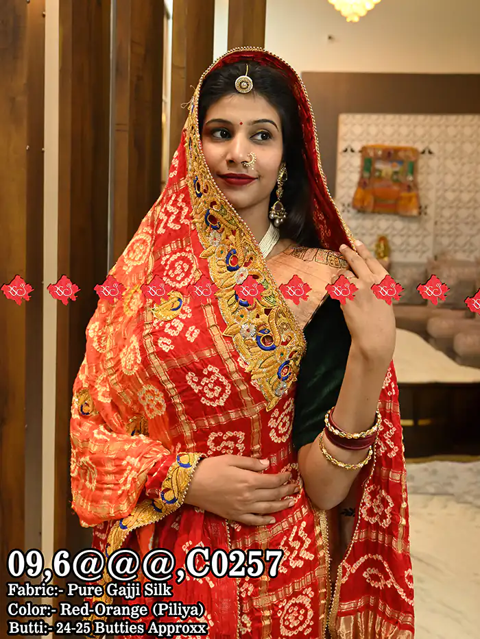 Shop Exquisite Pure Gajji Silk Piliya with Heavy Belbutti – Ranisatiya | No.1 Marwari Odhna Brand
