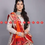 Rajasthani Marwari Durga Pooja Dupatta Unique and Elegance with 3 Butti , NF , RED-CHUNRI