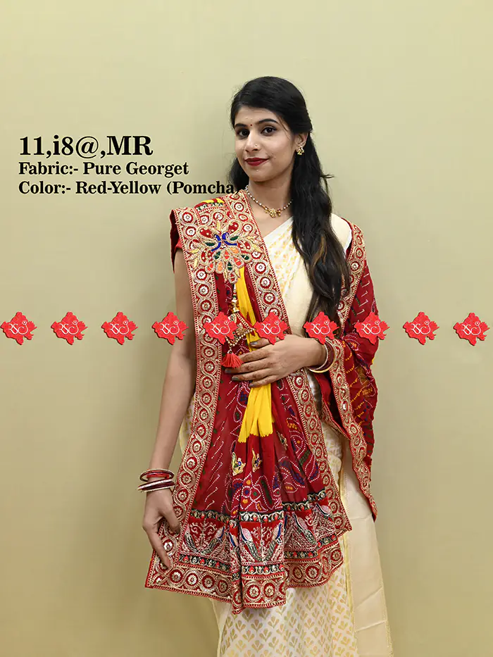 Rajasthani Look Dupatta Unique and Elegance with 3 Butti , MR, RED-CHUNRI