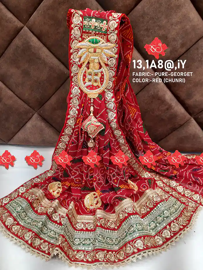 Ranisatiya New Launching Pure Georgette Broach Odhna with Heavy Boarder , PURE GEORGETTE IY, RED-CHUNRI