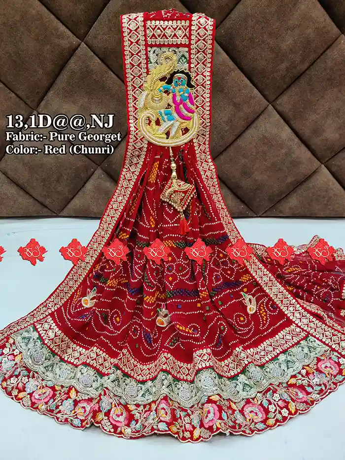 Pure Georgette Marwari Puja broach Odhna (Puja Dupatta) With Heavy Boarder Unique and Elegance & 3 Butti