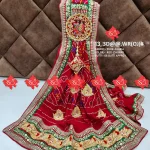 Festive Pure Ojariya Fabric With Radha Krishna Butta Marwadi Odhna Heavy Zardoshi Work With 15 butti , 13,WR, RED-CHUNRI
