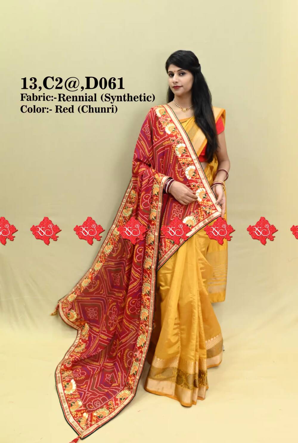 Ranisatiya Creation – Marwari Designer Odhna: 365 Days of Timeless Rennial Luxury , D061 , RED-CHUNRI