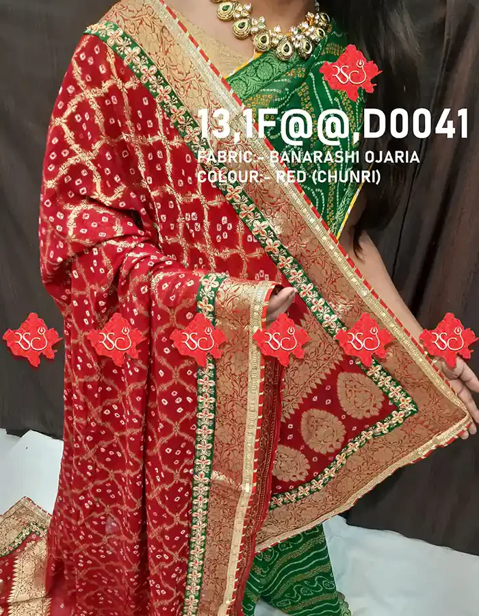 Top 1 Unique Banarasi Ojariya Dupatta for Wedding – Ranisatiya Creation , D0041 , RED-OJARIYA