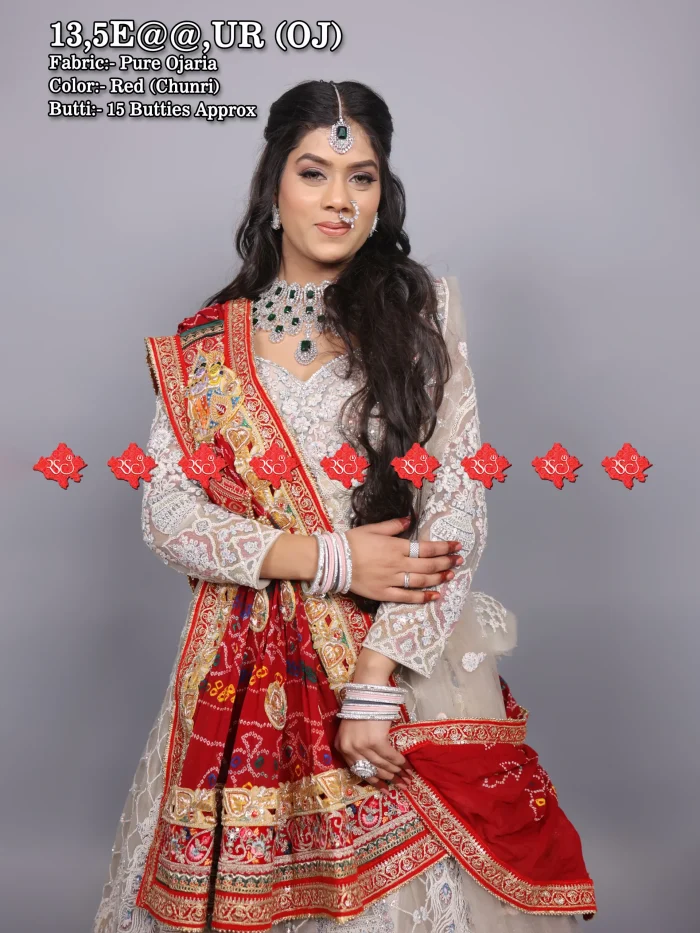 Festive Pure Ojariya Odhna With Radha Krishna Butta Heavy Zardoshi Work With 15 butti