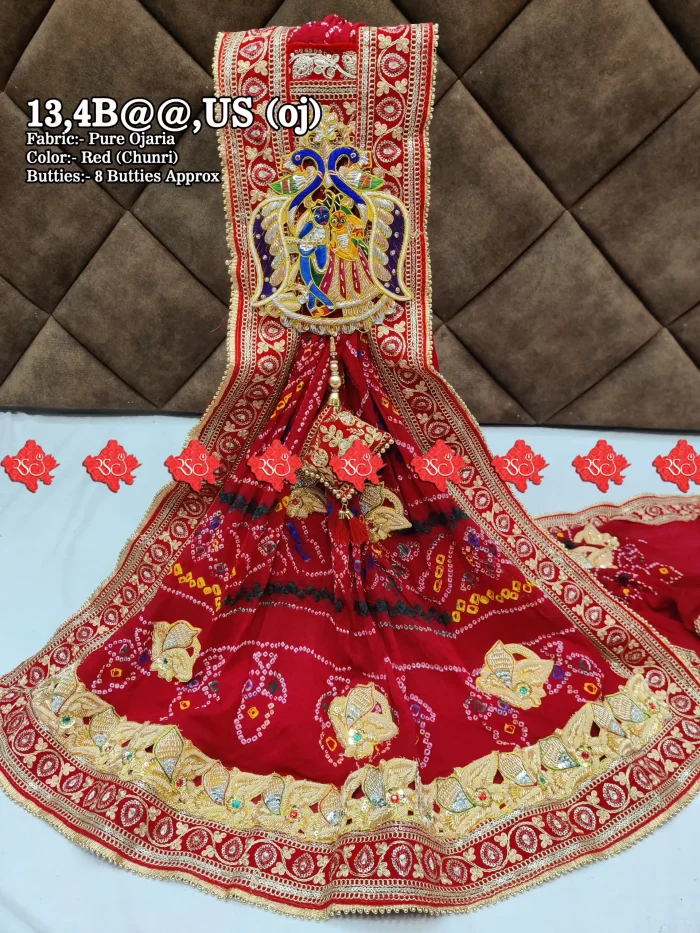 Festive Pure Ojariya Fabric Marwari Odhna Radha Krishna Butta With Heavy Zardoshi Work With 15 butti