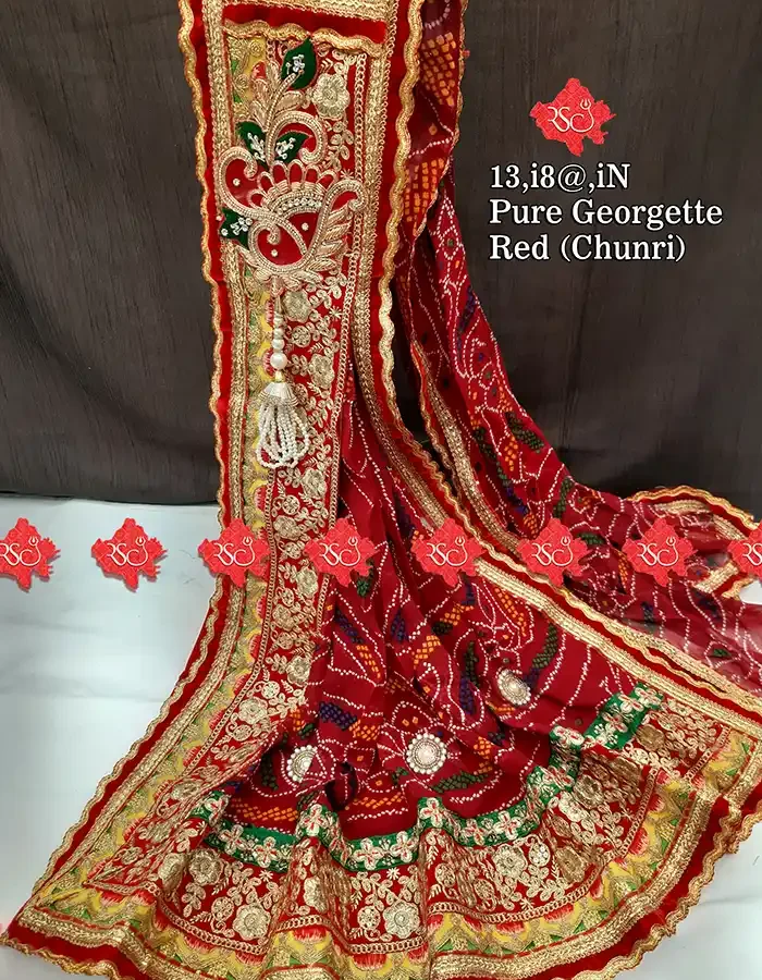 Rajasthani Marwari Designer Pooja Dupatta Unique and Elegance with 3 Butti