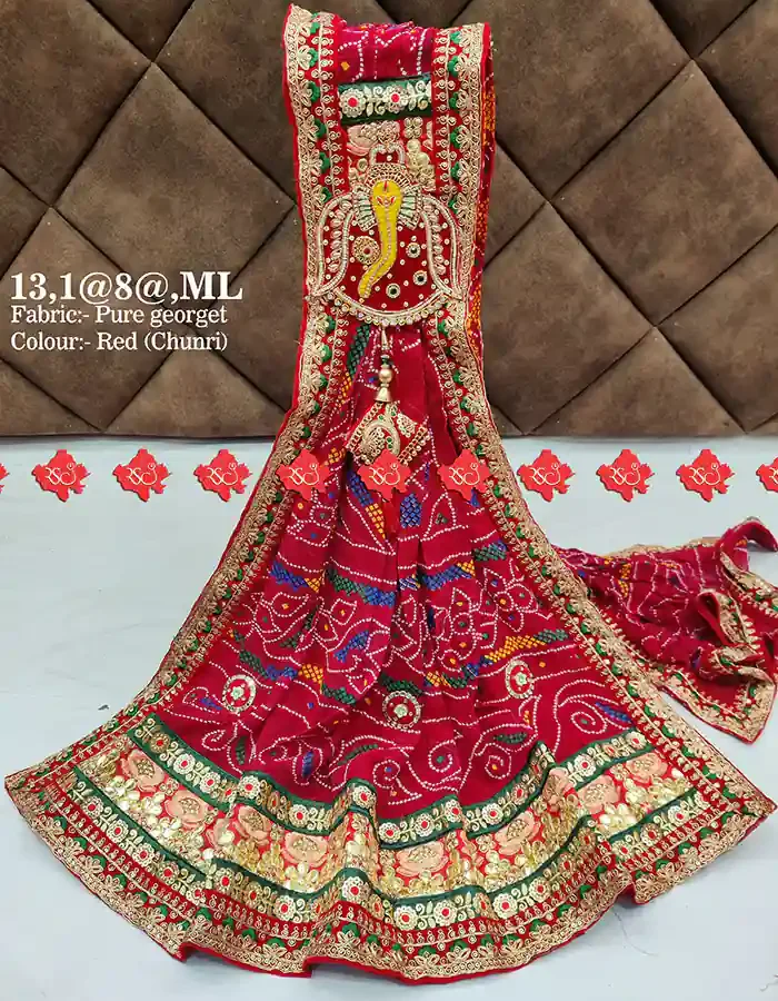 Ranisatiya Creation Marwadi Chunri Odhna Unique and Elegance with 3 Butti , ML, RED-CHUNRI