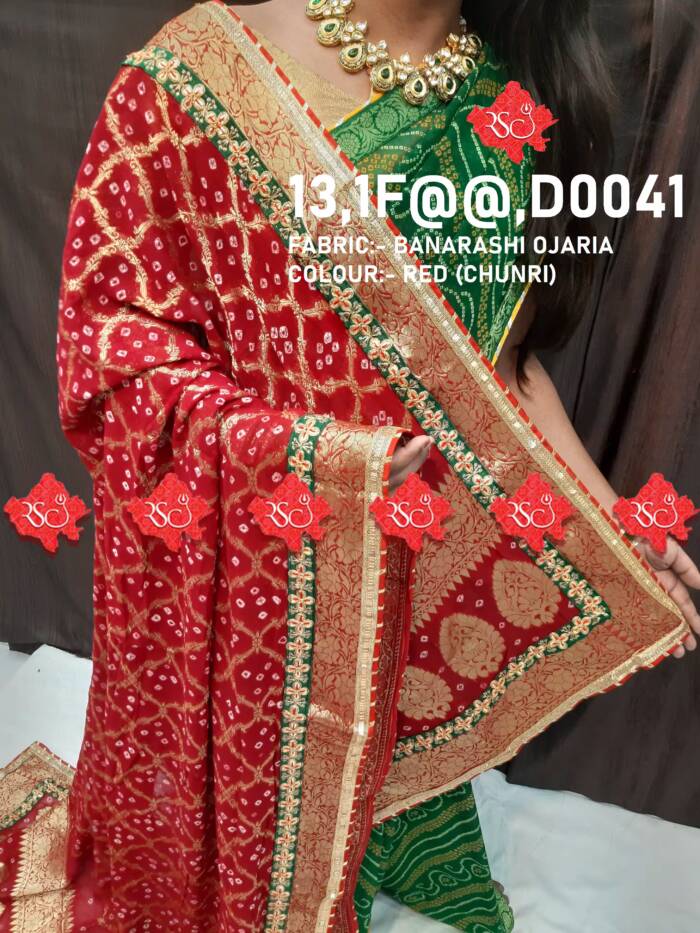 Top 1 Unique Banarasi Ojariya Dupatta for Wedding – Ranisatiya Creation , D0041 , RED-OJARIYA