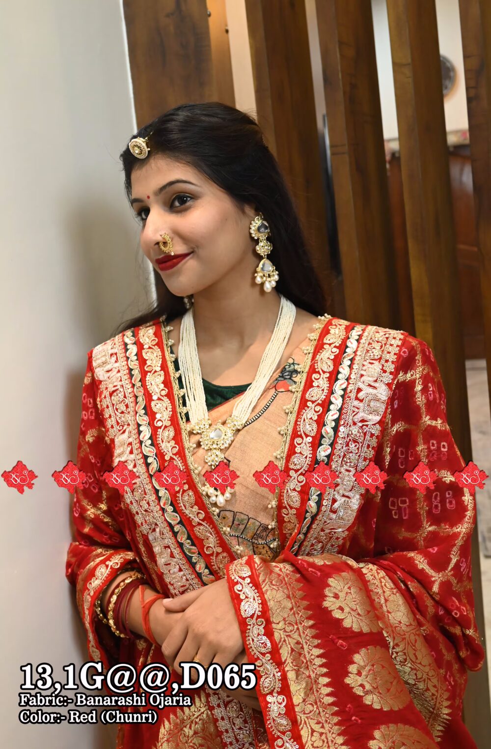 Ranisatiya Fancy Banarasi Ojariya Heavy Bridal Red Dupatta