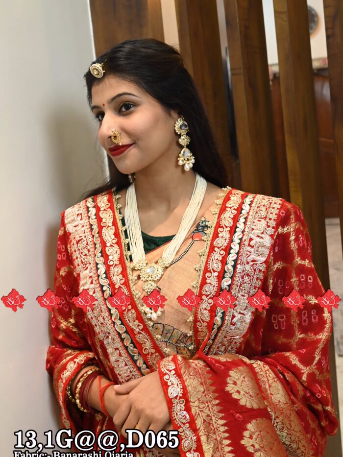 Ranisatiya Fancy Banarasi Ojariya Heavy Bridal Red Dupatta