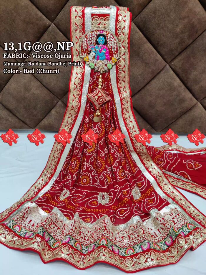 Indian Traditional Chunri,VISCOSE OJARIYA NP, RED-CHUNRI