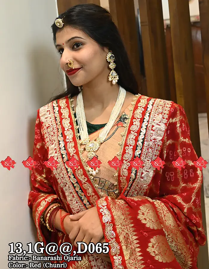 Ranisatiya Fancy Banarasi Ojariya Heavy Bridal Red Dupatta