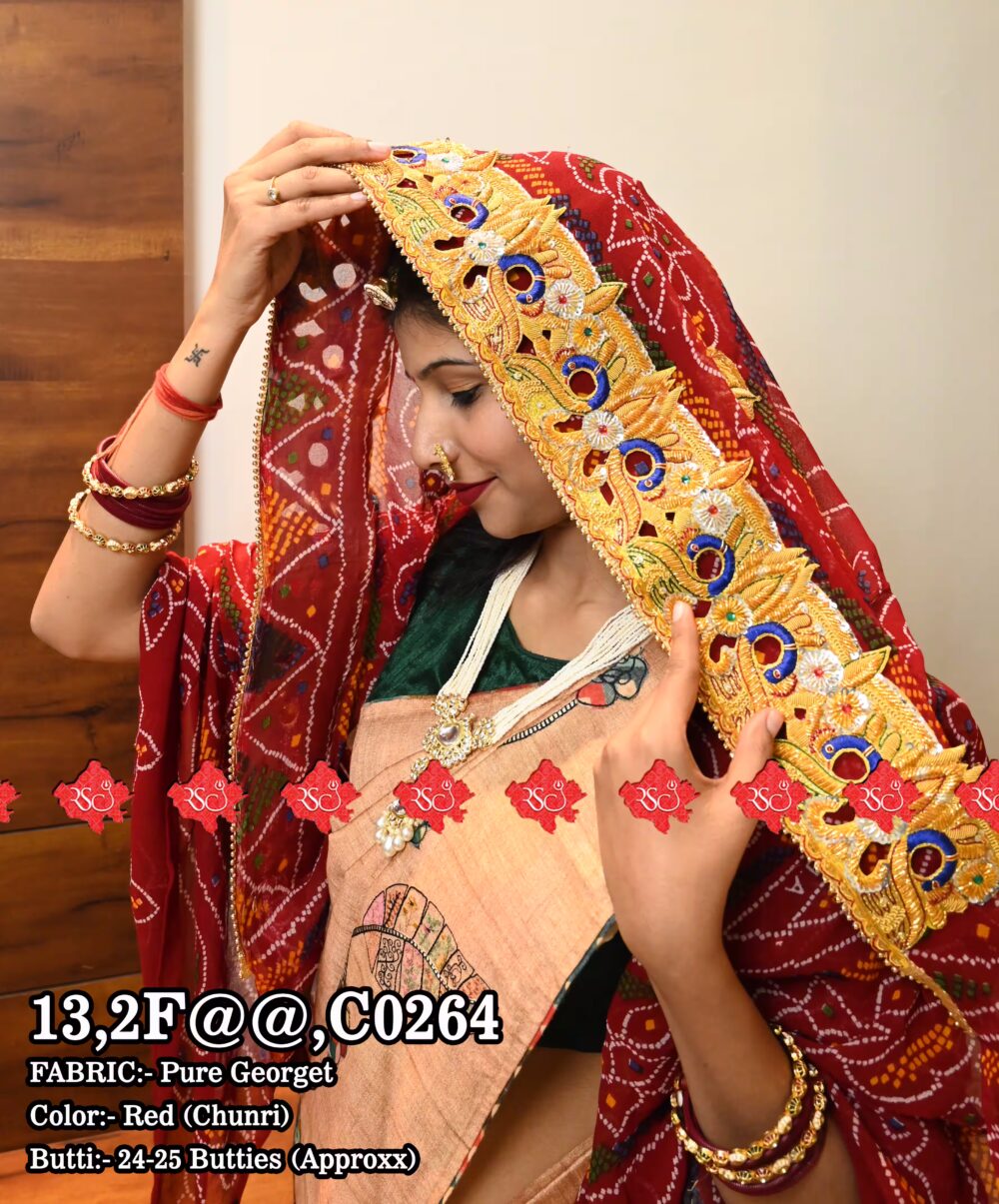 Ranisatiya Trending Mayur Design Belbutti Chunri In Pure Georgette
