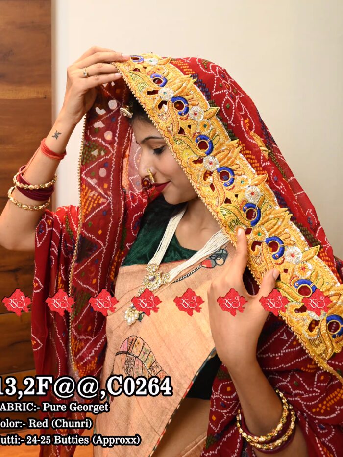 Ranisatiya Trending Mayur Design Belbutti Chunri In Pure Georgette