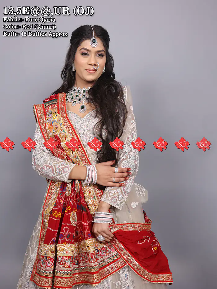 Festive Pure Ojariya Odhna With Radha Krishna Butta Heavy Zardoshi Work With 15 butti