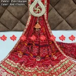 Ranisatiya Festive Pure Georgette Bandhej Odhna With Swastik Broach & 3 Butti