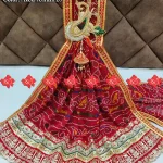 Ranisatiya Creation Marwari Beautifull Broach Odhna Unique and Elegance with 3 Butti , 13,NZ RED-CHUNRI