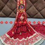 Rajasthani Marwari Durga Pooja Chunri Unique and Elegance with 3 Butti , MZ, RED-CHUNRI