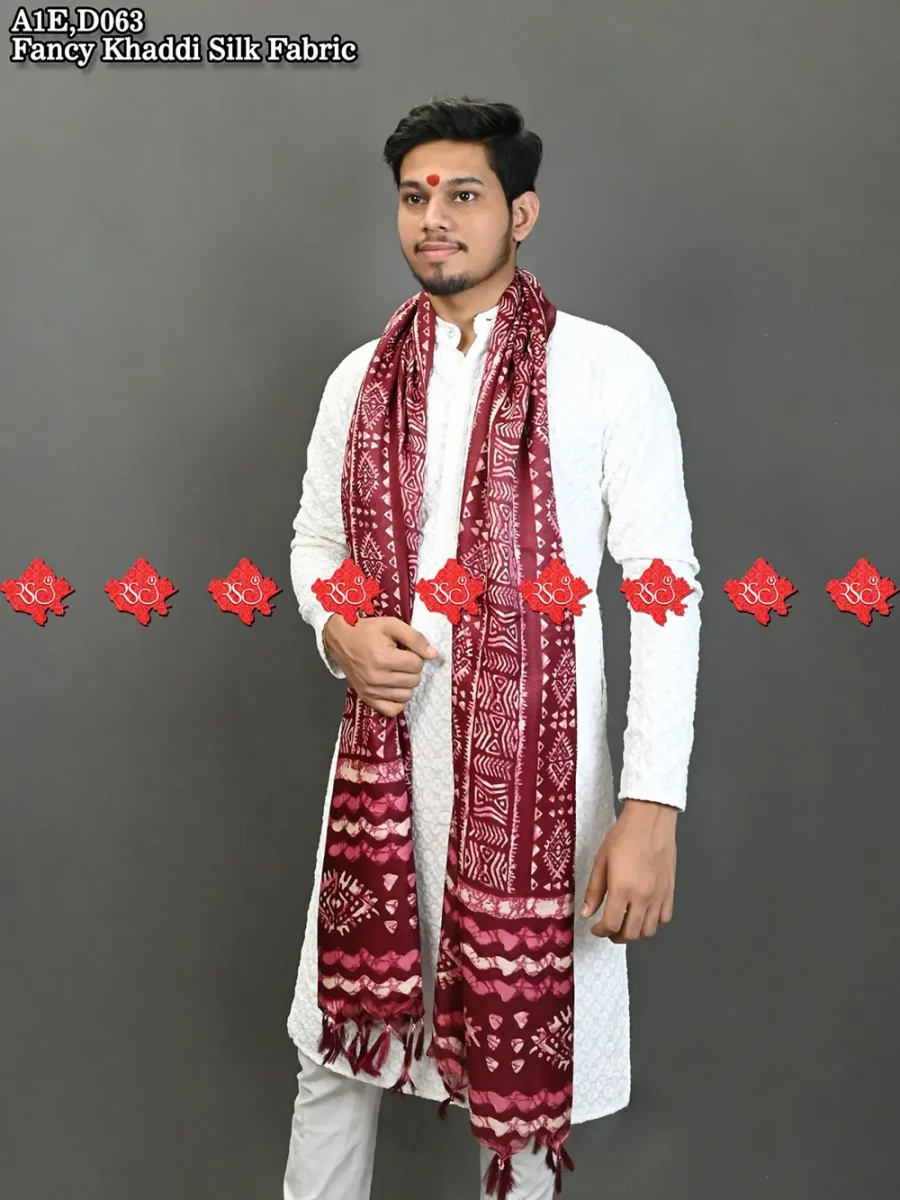 Shop Elegant & Festive Gents Dupatta in Fancy Khadi Silk #1