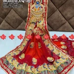 Festive Pure ojariya odhna for pooja Work With 9 to 10 butti , 09-UQ , RED-ORANGE PILIYA