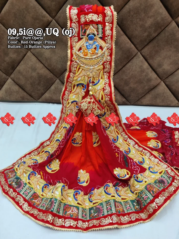 Festive Pure ojariya odhna for pooja Work With 9 to 10 butti , 09-UQ , RED-ORANGE PILIYA