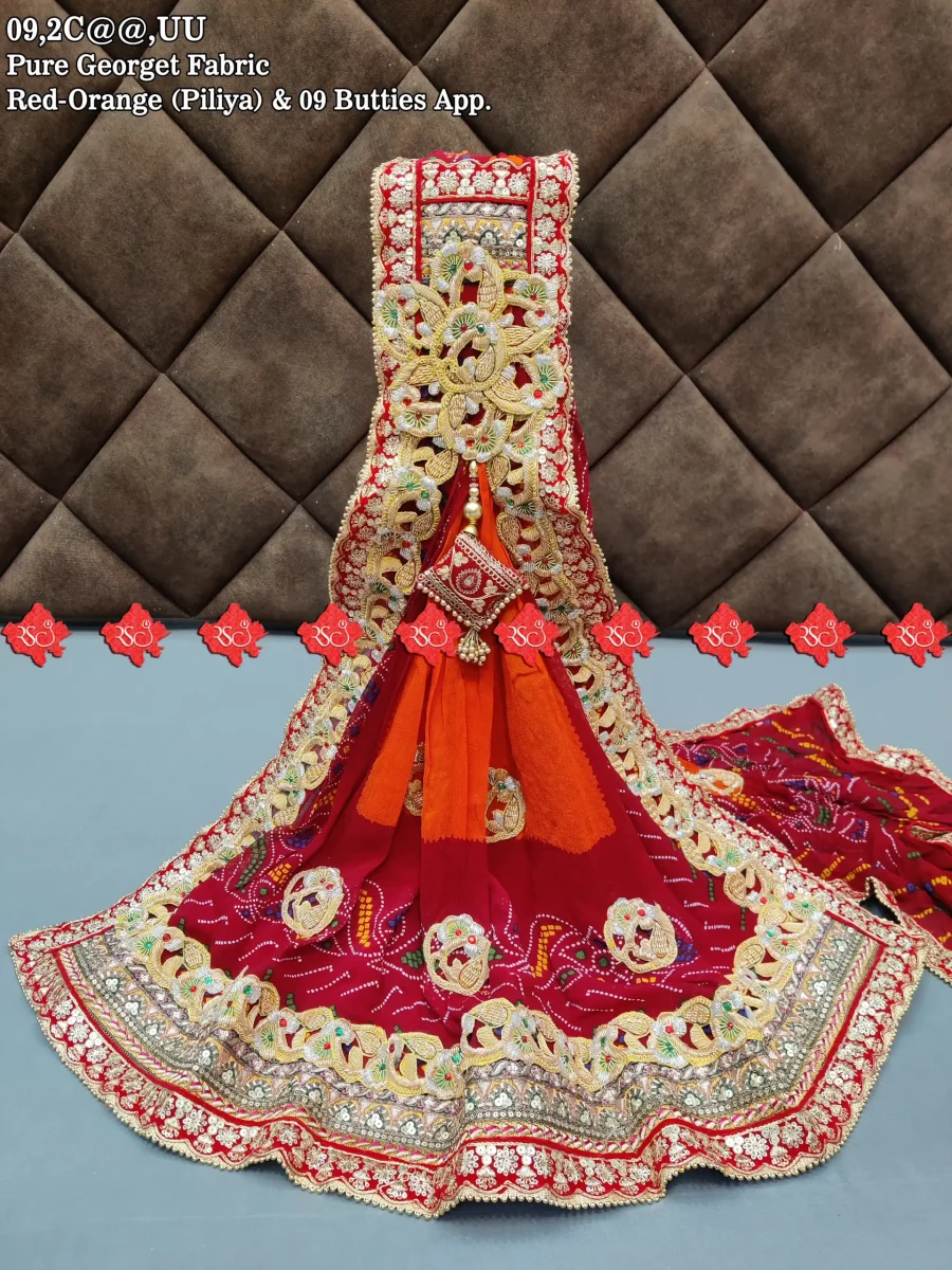 Ranisatiya Creation Rajasthani Marwadi Chunri Odhna Dupatta For Puja Unique and Elegance with 8 ro 9 Butti , 13-UU , RED-CHUNRI