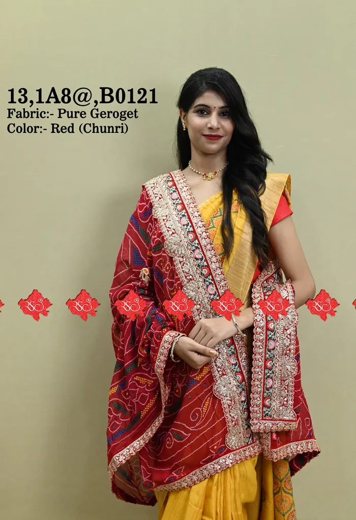 Rajasthani Designer Pure Georgette Fabric Lightweight Dupatta for Women for Ethnic Wear Chunri 5 Stunning Traditional Elegance