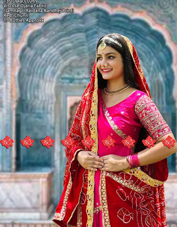 Designer Belbutti Odhna In Viscose Ojariya Bandhej for festive use Authentic No-1 Traditional Wear